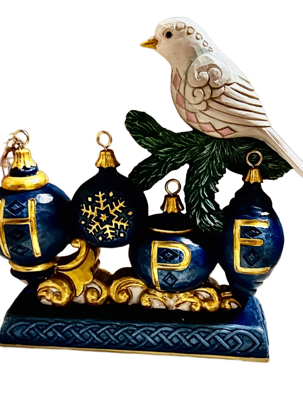 Jim Shore ~ Peaceful Perch ~ Blue/ Gold/ White ~ Dove & Ornaments Figurine ~New